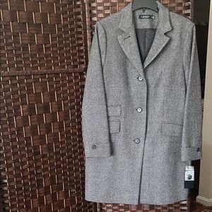 NWT Lauren Ralph Lauren Women's Herringbone Tweed Coat